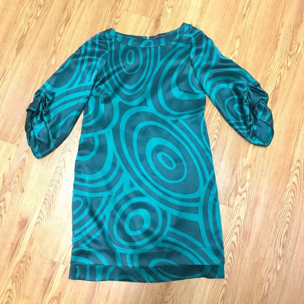 Sandra Angelozzi green silk dress EUC size small